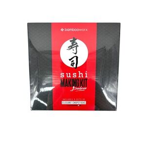 Bambooworx Deluxe Sushi Making Kit 2 Rolling Mats Paddle Spreader 5 Chopsticks‎